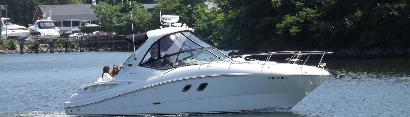 a boat cruising in a lake