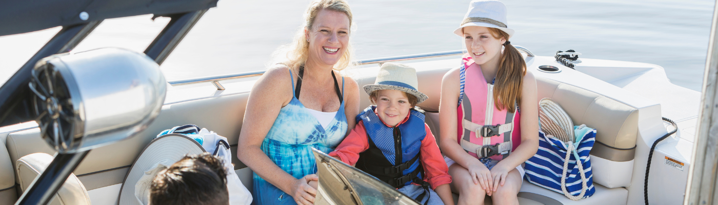 family on a boat