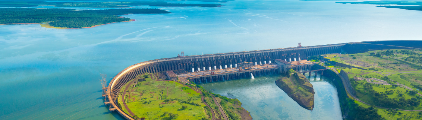 an aerial photo of a dam 