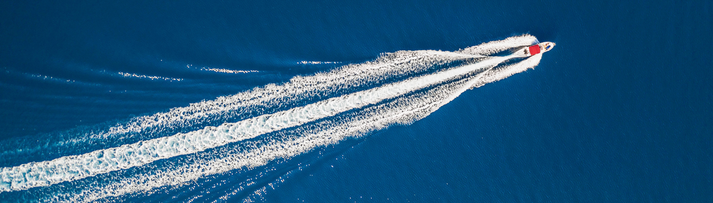 aerial view of a boat running